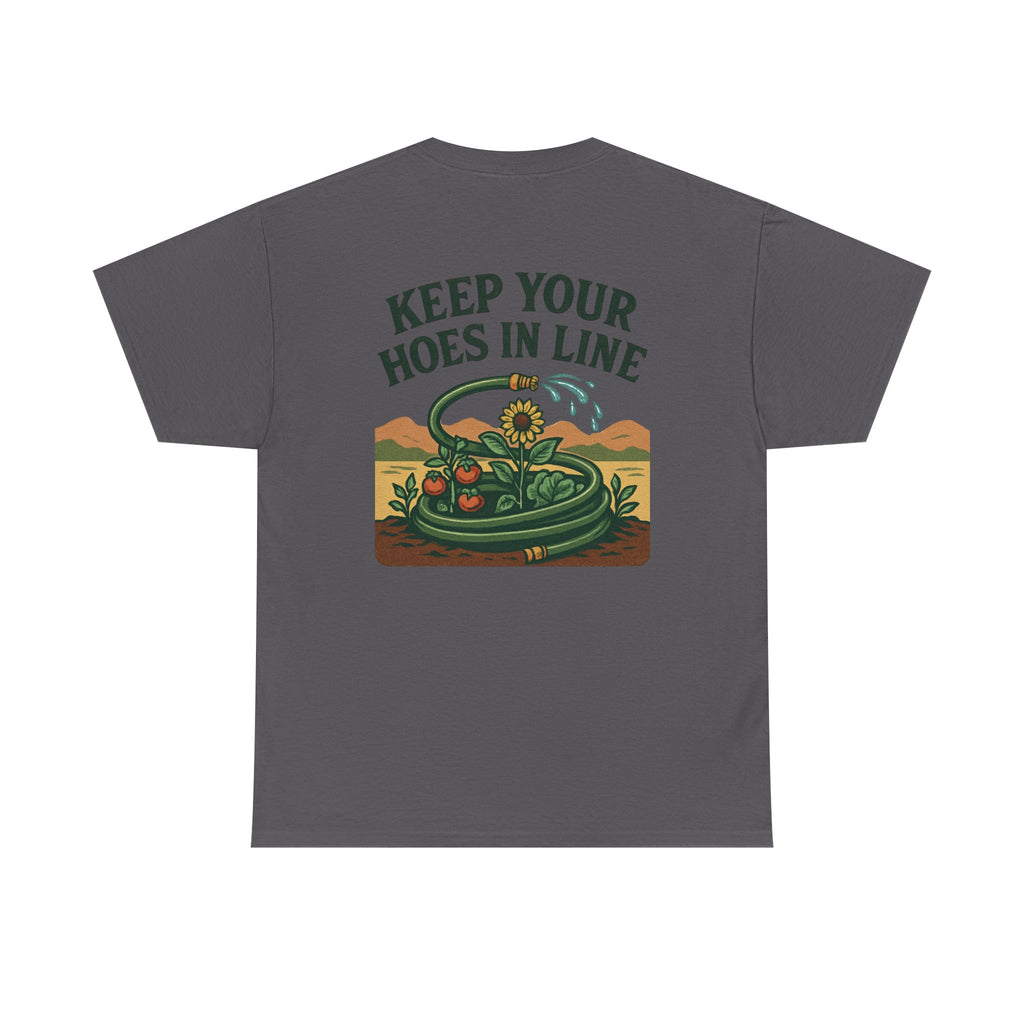 Keep Your Hoes in Line Tee, Unisex Cotton T-Shirt, Funny Gift for Gardeners, Casual Wear for Plant Lovers, Perfect for Birthdays, Holidays