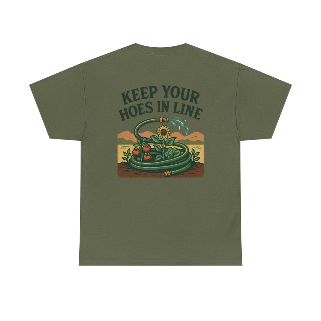 Keep Your Hoes in Line Tee, Unisex Cotton T-Shirt, Funny Gift for Gardeners, Casual Wear for Plant Lovers, Perfect for Birthdays, Holidays