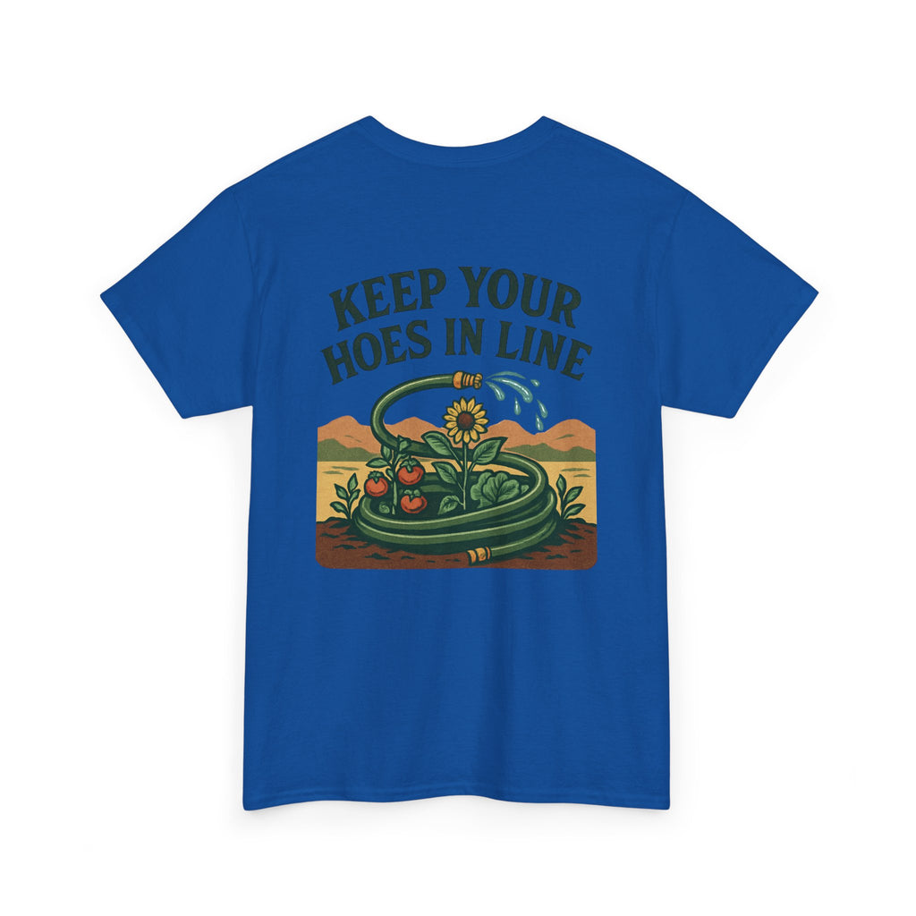 Keep Your Hoes in Line Tee, Unisex Cotton T-Shirt, Funny Gift for Gardeners, Casual Wear for Plant Lovers, Perfect for Birthdays, Holidays