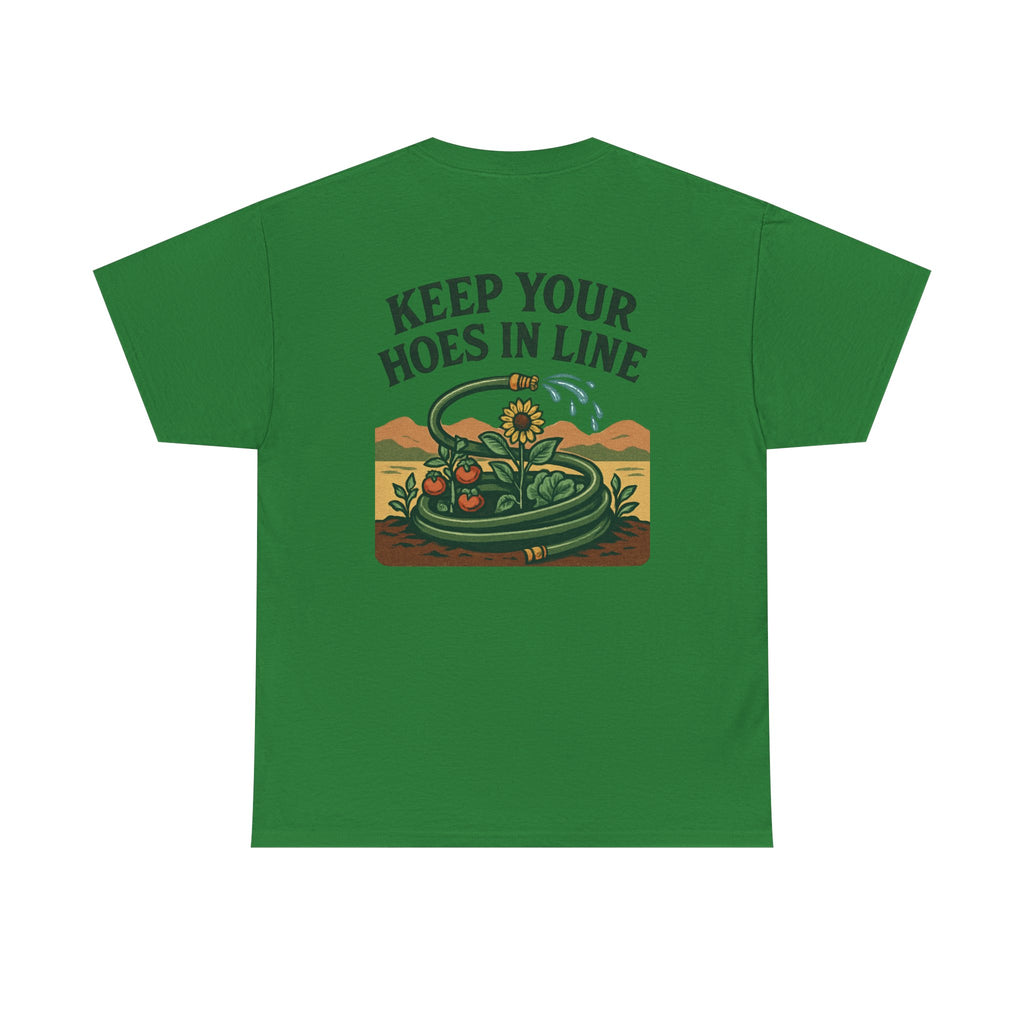 Keep Your Hoes in Line Tee, Unisex Cotton T-Shirt, Funny Gift for Gardeners, Casual Wear for Plant Lovers, Perfect for Birthdays, Holidays