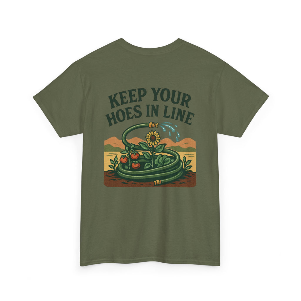 Keep Your Hoes in Line Tee, Unisex Cotton T-Shirt, Funny Gift for Gardeners, Casual Wear for Plant Lovers, Perfect for Birthdays, Holidays