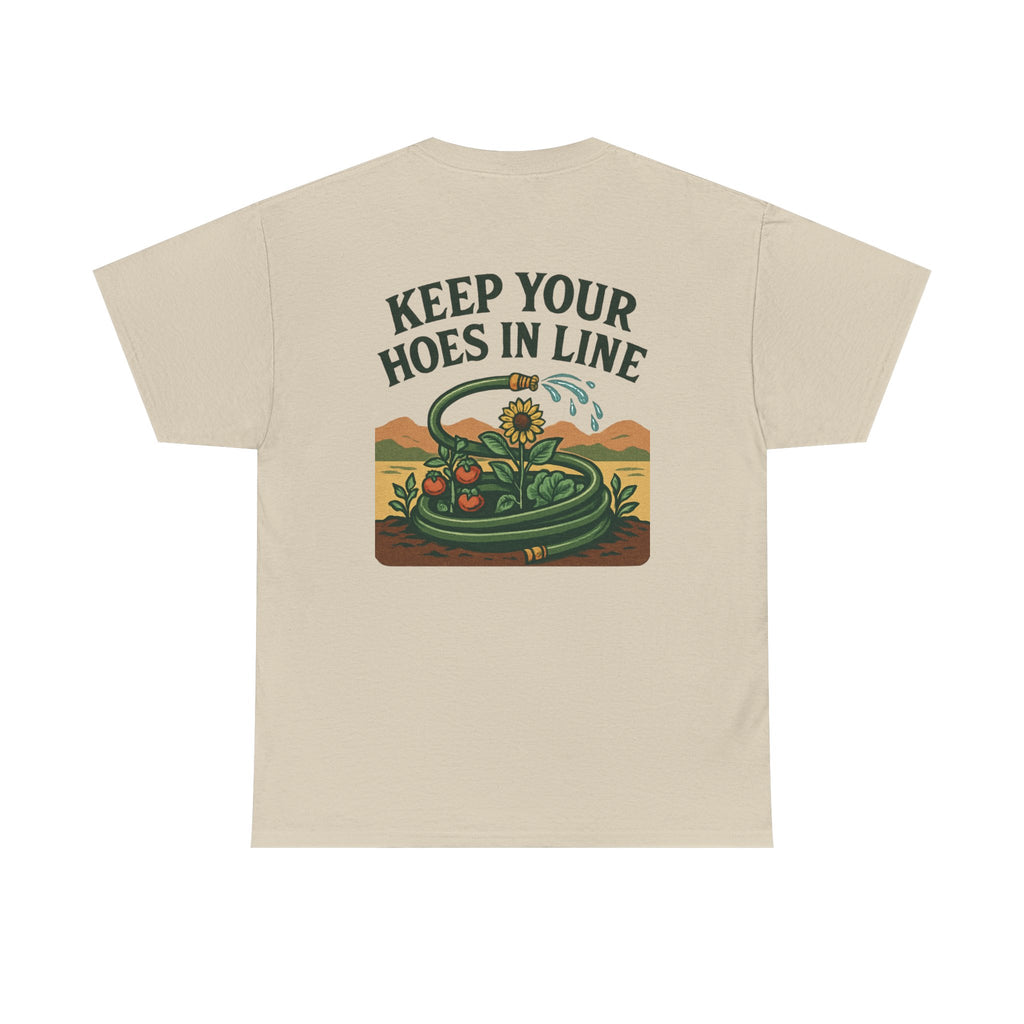 Keep Your Hoes in Line Tee, Unisex Cotton T-Shirt, Funny Gift for Gardeners, Casual Wear for Plant Lovers, Perfect for Birthdays, Holidays