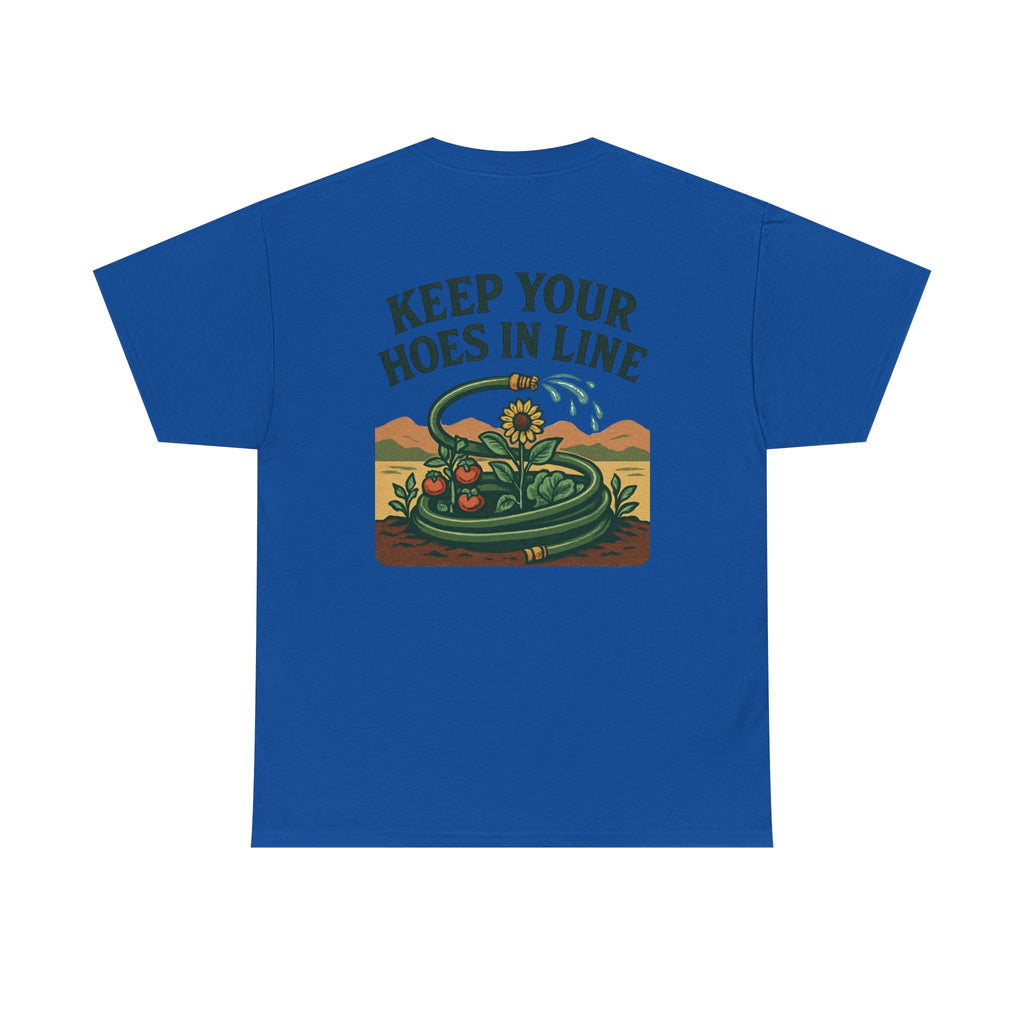 Keep Your Hoes in Line Tee, Unisex Cotton T-Shirt, Funny Gift for Gardeners, Casual Wear for Plant Lovers, Perfect for Birthdays, Holidays