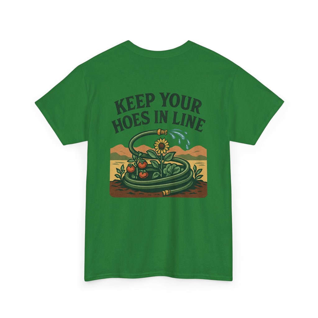 Keep Your Hoes in Line Tee, Unisex Cotton T-Shirt, Funny Gift for Gardeners, Casual Wear for Plant Lovers, Perfect for Birthdays, Holidays