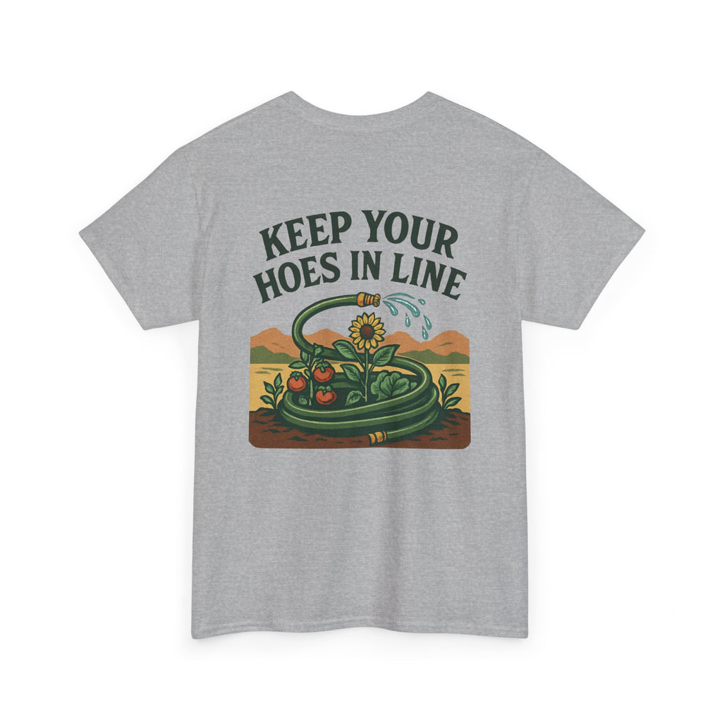 Keep Your Hoes in Line Tee, Unisex Cotton T-Shirt, Funny Gift for Gardeners, Casual Wear for Plant Lovers, Perfect for Birthdays, Holidays