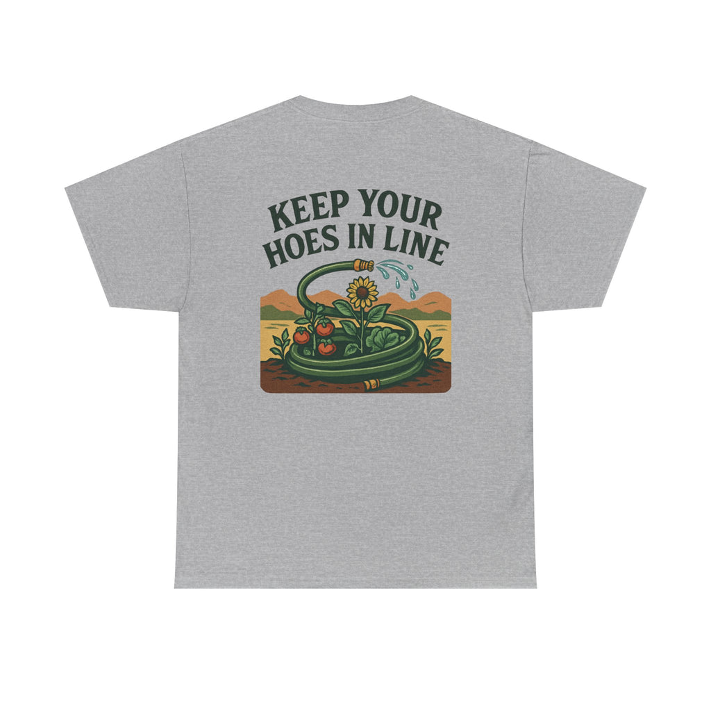 Keep Your Hoes in Line Tee, Unisex Cotton T-Shirt, Funny Gift for Gardeners, Casual Wear for Plant Lovers, Perfect for Birthdays, Holidays