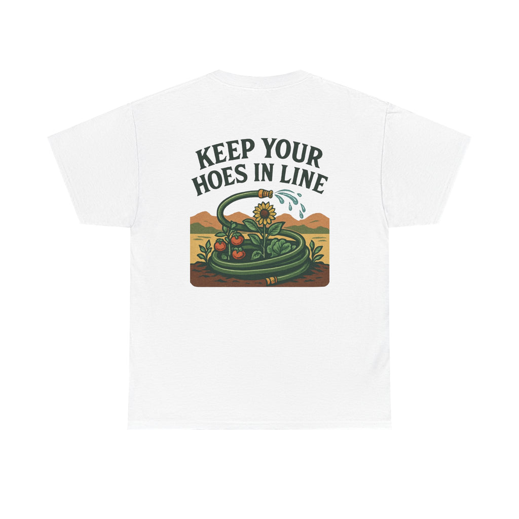 Keep Your Hoes in Line Tee, Unisex Cotton T-Shirt, Funny Gift for Gardeners, Casual Wear for Plant Lovers, Perfect for Birthdays, Holidays